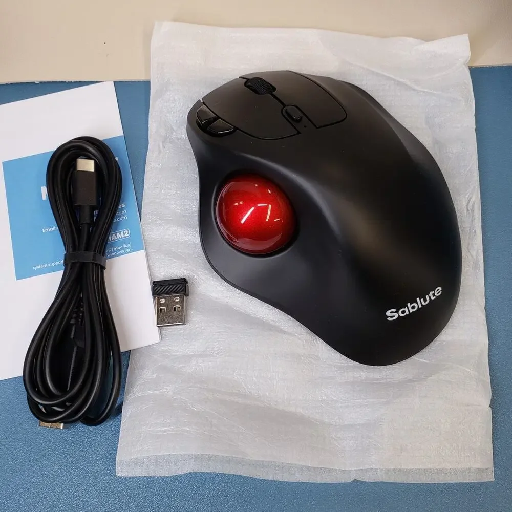 MAM2 Wireless Trackball , Rechargeable Ergonomic with Thumb Control for 3 Dev...